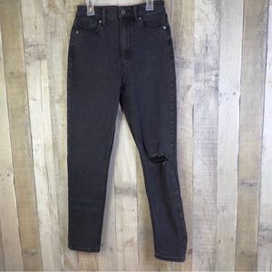 True Craft Size 5R Distressed Mom Jean Black Denim Skinny Leg with Holes…